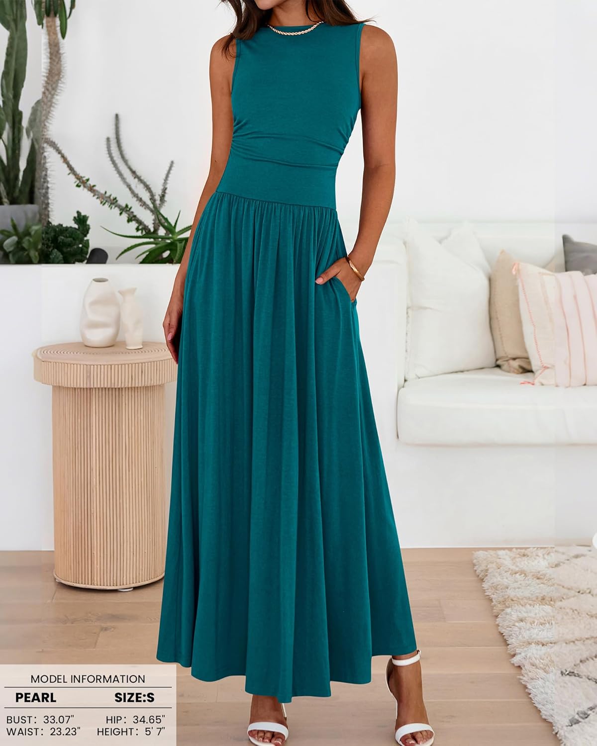 BTFBM Summer Maxi Dresses for Women 2025 Sleeveless Casual Ruched High Waisted Tank Long Sundress Flowy Beach Fall Dress