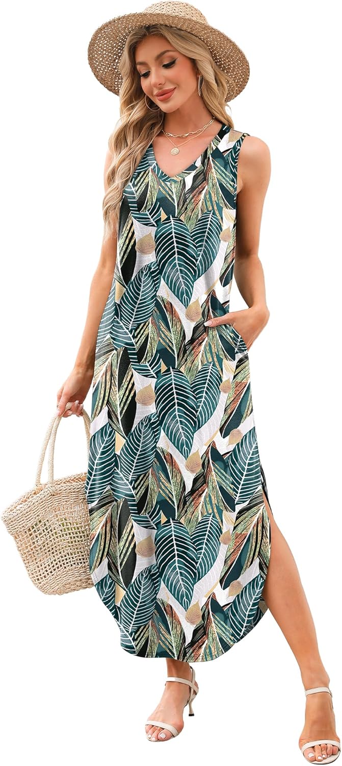 Sampeel Summer Dresses Maxi Dress Vacation Beach Sundresses 2025 with Pockets